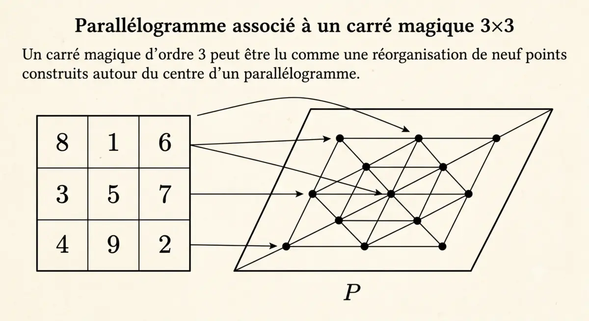 Parallélogramme associé à un carré magique 3×3