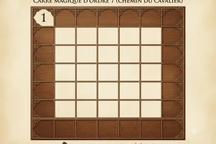 Visualisation d’un carré magique d’ordre 7 par déplacement de cavalier