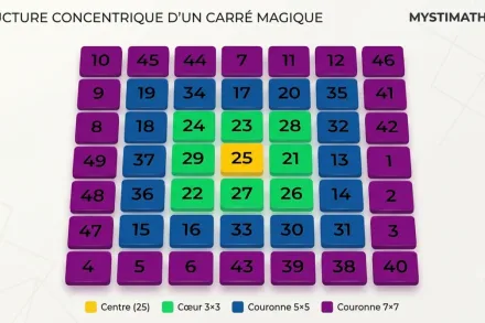 Carré magique concentrique par couronnes successives